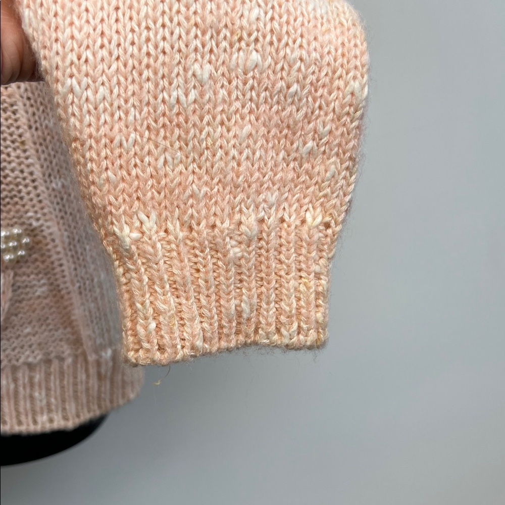 Spice of Life Peach 80s Retro sweater with shoulder pads & pearl accents Size M - Picture 8 of 13